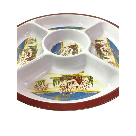 Christmas Winter Theme Divided Vegetable Chip Dip PARTY TRAY Melamine - Picture 4 of 11